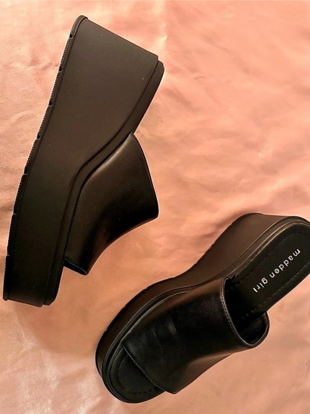 Black Platform Wedge Slides | Y2K Chunky Sandals